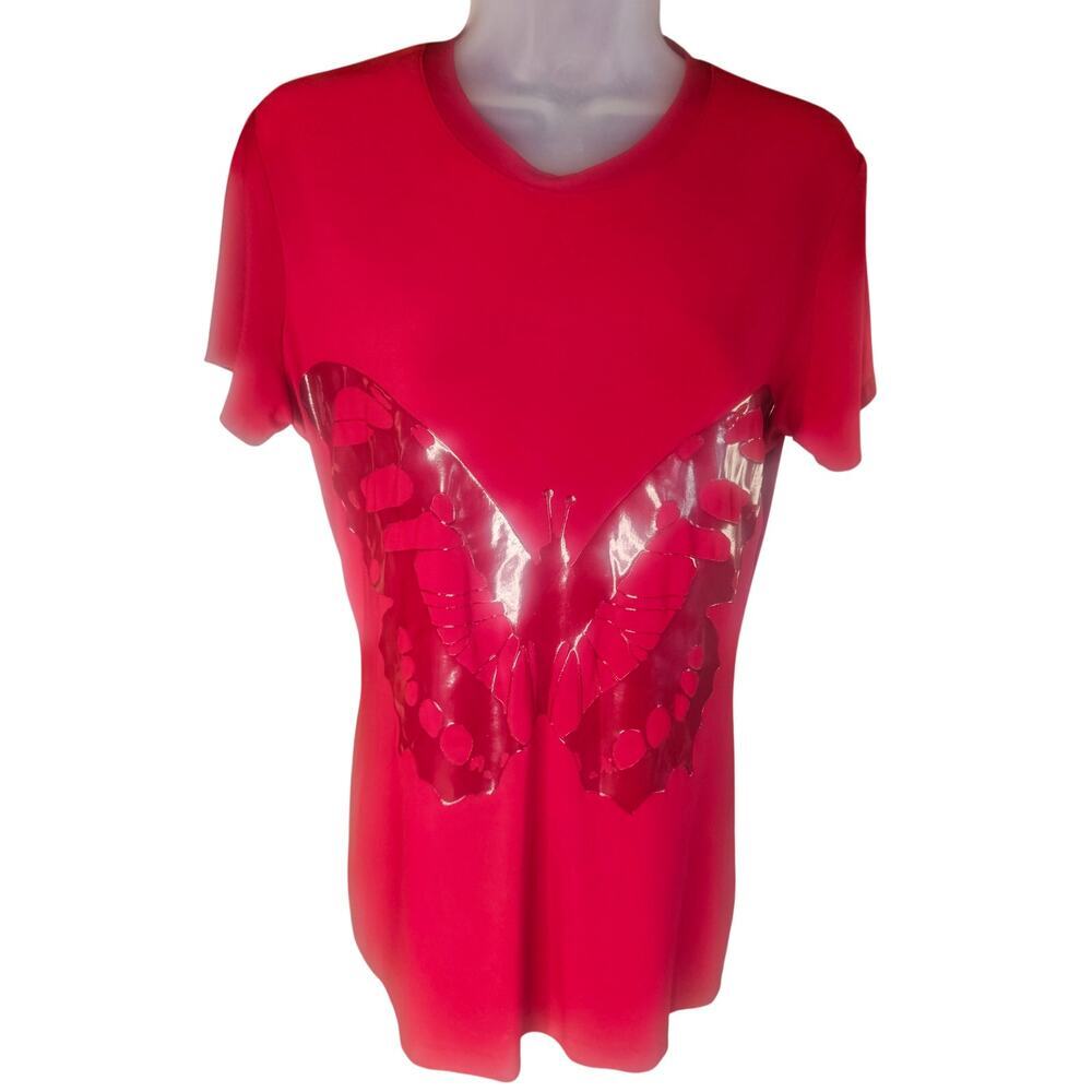 Naomi Kamali‎ Vintage Red Butterfly Top Sz M Stretchy NWOT - Picture 2 of 10